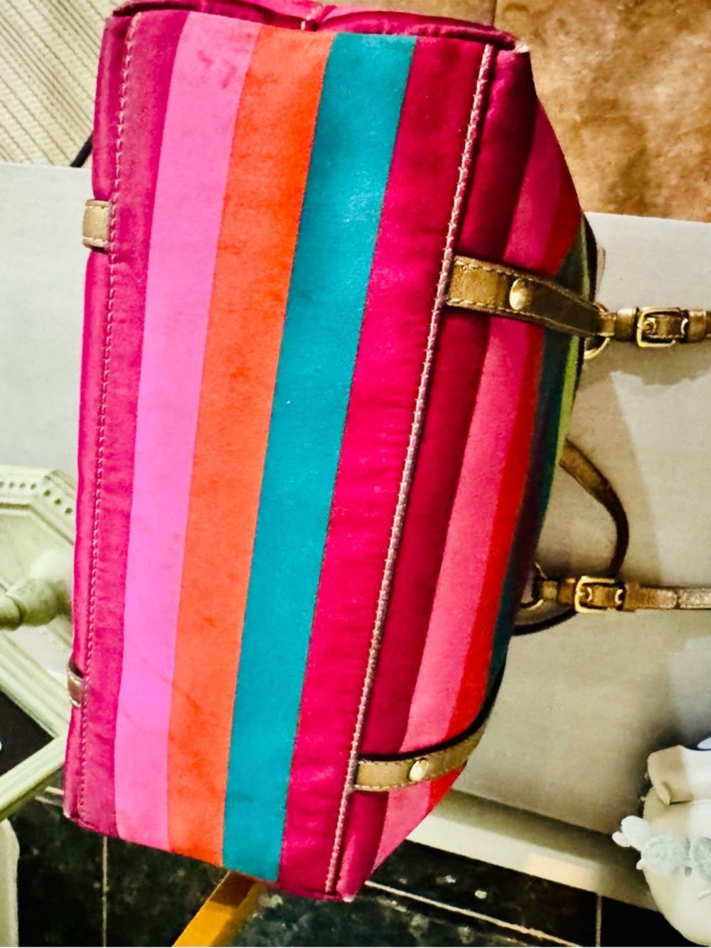 Coach Legacy Satin Stripe Tote Bag with metallic leather trim 2009 (F14009) GUC - Picture 13 of 16